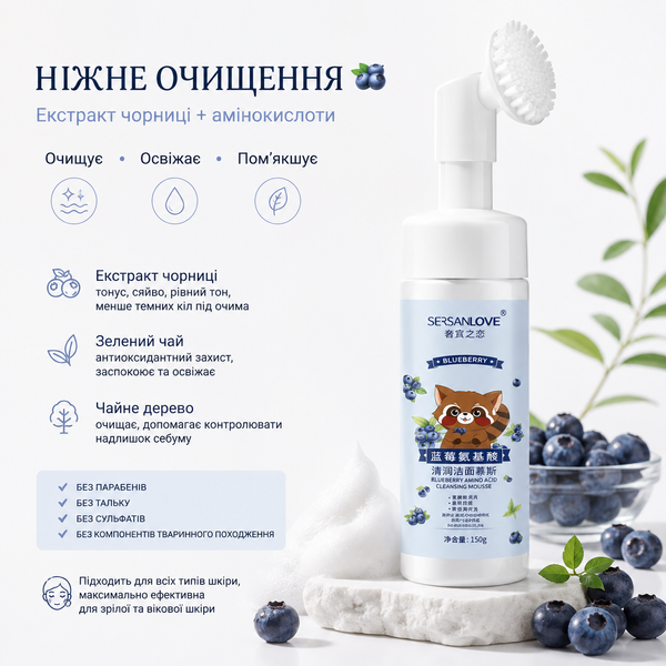 Пінка-мус для вмивання з екстрактом чорниці 000173 фото